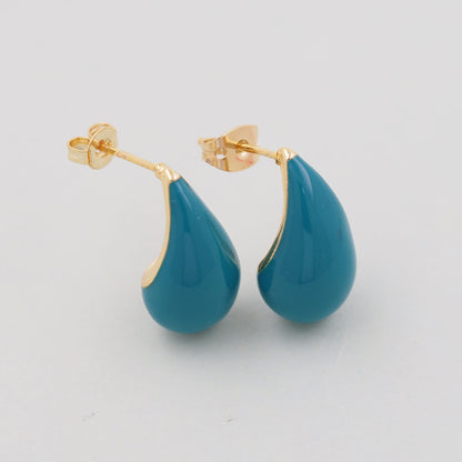 18K Gold Filled Enamel Teardrop Hoop Earrings for Jewelry Making