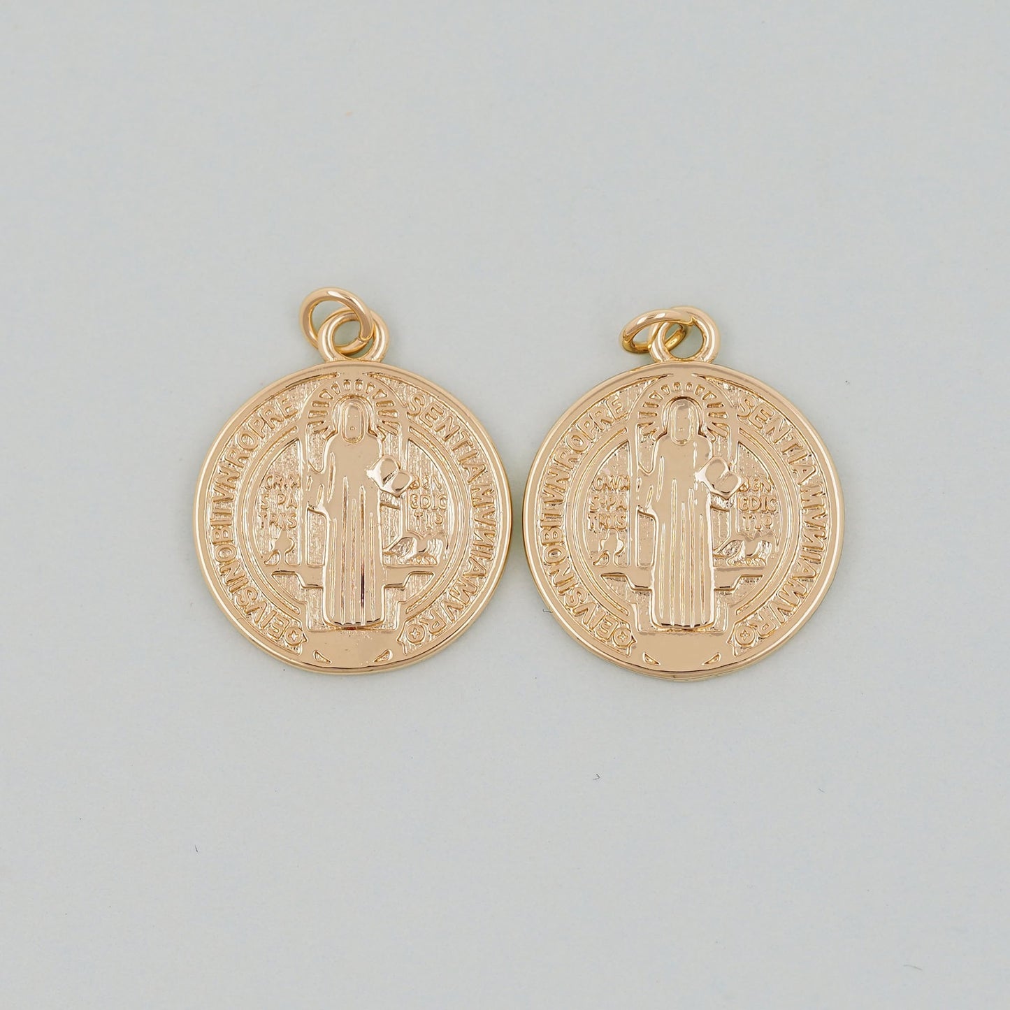 Gold Double sided Charms,18K Gold Filled Cross Pendant,Jesus Charm Bracelet Necklace for DIY Jewelry Making Supply
