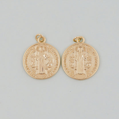 Gold Double sided Charms,18K Gold Filled Cross Pendant,Jesus Charm Bracelet Necklace for DIY Jewelry Making Supply