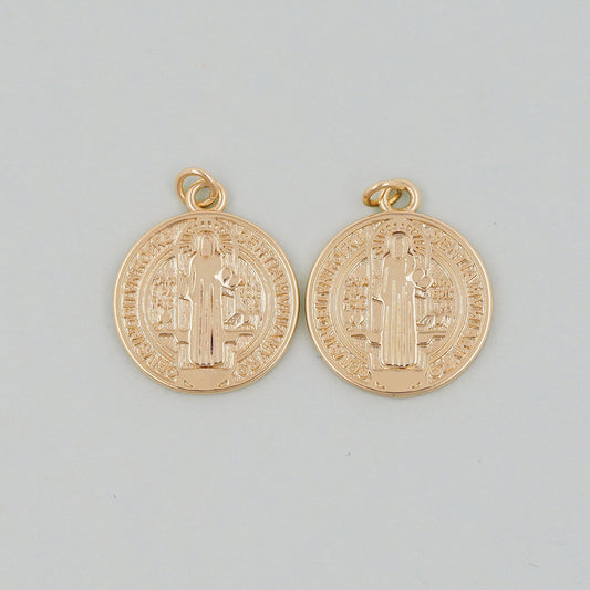 Gold Double sided Charms,18K Gold Filled Cross Pendant,Jesus Charm Bracelet Necklace for DIY Jewelry Making Supply