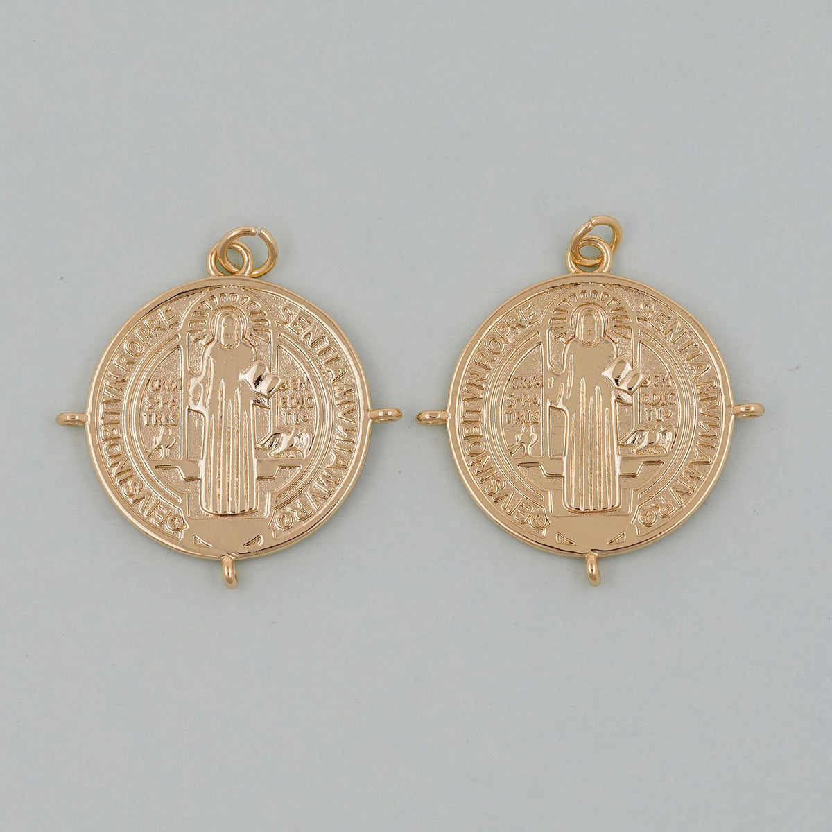Gold Double sided Charms,18K Gold Filled Cross Pendant,Jesus Charm Bracelet Necklace for DIY Jewelry Making Supply