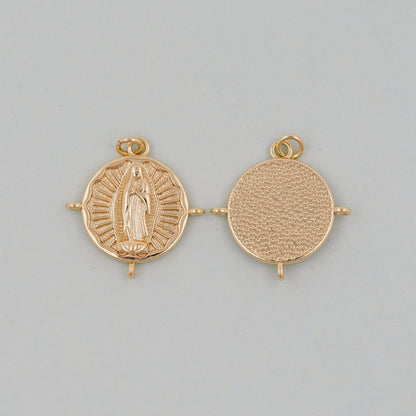 Gold Our Lady of Guadalupe Charms,18K Gold Filled virgin mary Pendant Charm Bracelet Necklace for DIY Jewelry Making Supply