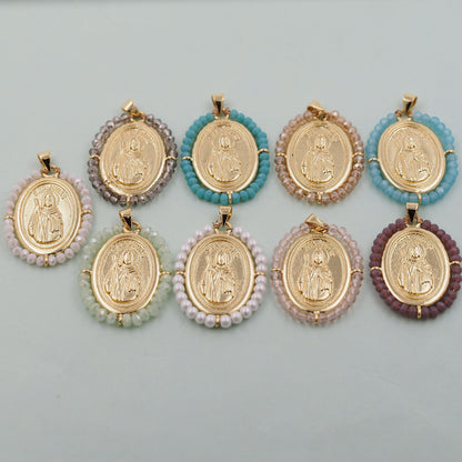 Gold  Jesus Carms,18K Gold Filled crystal Jesus Pendant,Jesus Charm Bracelet Necklace for DIY Jewelry Making Supply