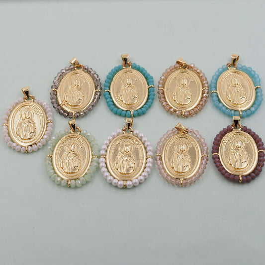 Gold  Jesus Carms,18K Gold Filled crystal Jesus Pendant,Jesus Charm Bracelet Necklace for DIY Jewelry Making Supply