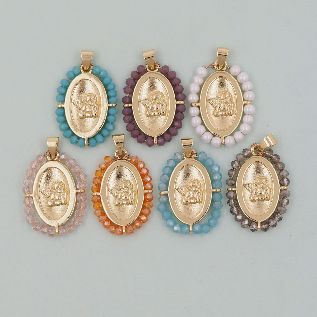 18K Gold Filled Crystal Angel Charm Pendant for Jewelry Making