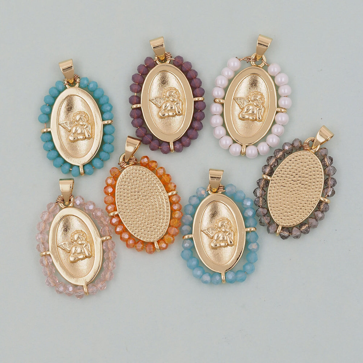 18K Gold Filled Crystal Angel Charm Pendant for Jewelry Making