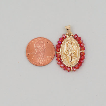 Gold Our Lady of Guadalupe Charms,18K Gold Filled crystal virgin mary Pendant Charm Bracelet Necklace for DIY Jewelry Making 