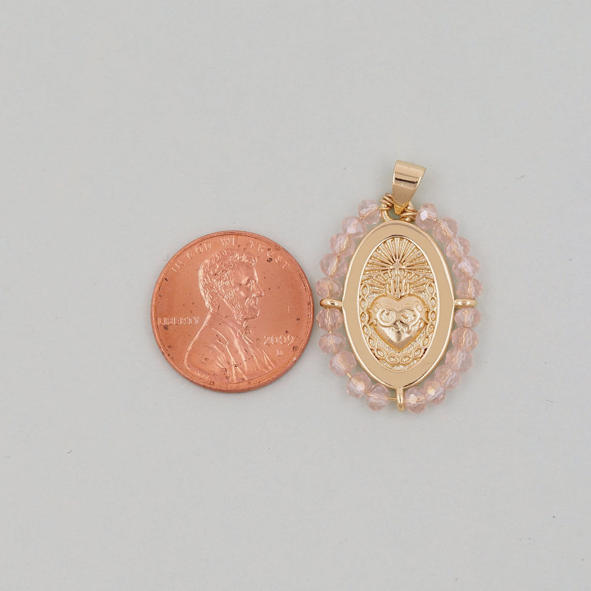 18K Gold Filled Sacred Heart Charm Pendant for Jewelry Making