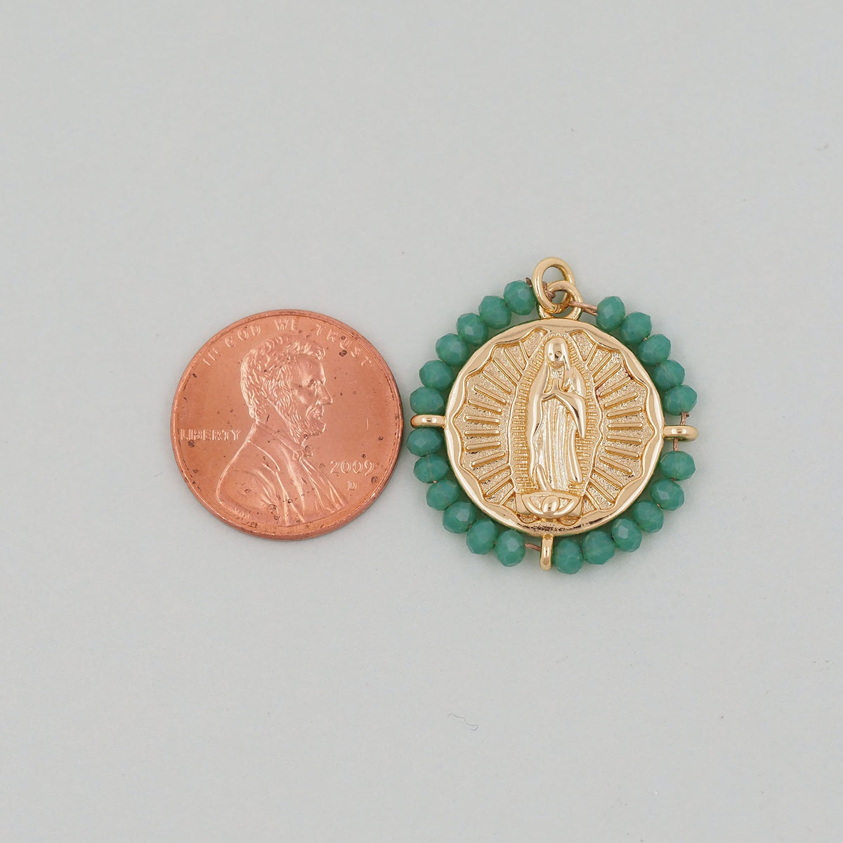 Gold Our Lady of Guadalupe Charms,18K Gold Filled crystal virgin mary Pendant Charm Bracelet Necklace for DIY Jewelry Making 