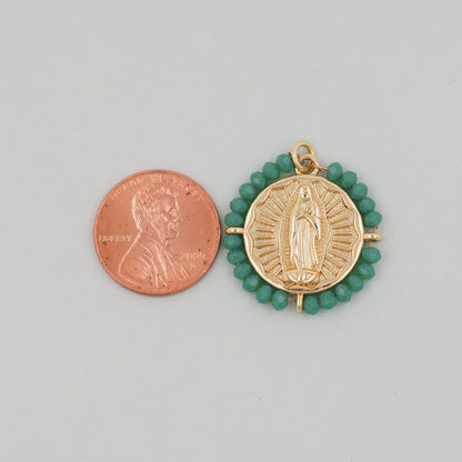 Gold Our Lady of Guadalupe Charms,18K Gold Filled crystal virgin mary Pendant Charm Bracelet Necklace for DIY Jewelry Making 