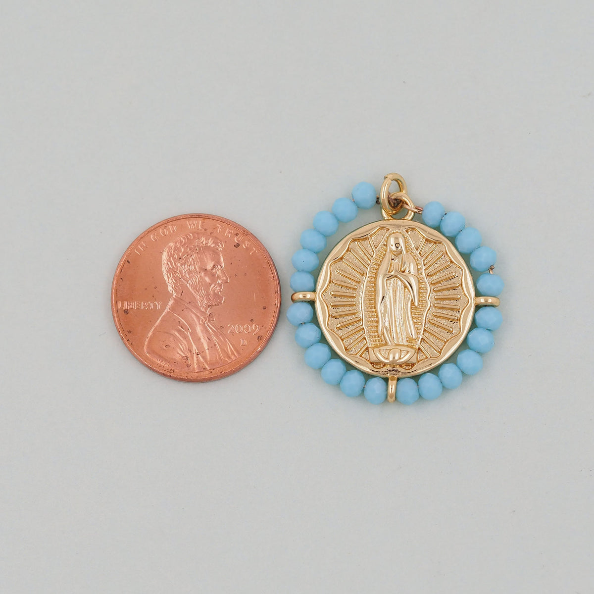 Gold Our Lady of Guadalupe Charms,18K Gold Filled crystal virgin mary Pendant Charm Bracelet Necklace for DIY Jewelry Making 