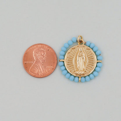 Gold Our Lady of Guadalupe Charms,18K Gold Filled crystal virgin mary Pendant Charm Bracelet Necklace for DIY Jewelry Making 