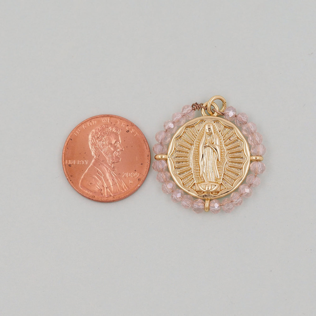 Gold Our Lady of Guadalupe Charms,18K Gold Filled crystal virgin mary Pendant Charm Bracelet Necklace for DIY Jewelry Making 