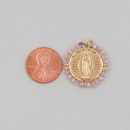 Gold Our Lady of Guadalupe Charms,18K Gold Filled crystal virgin mary Pendant Charm Bracelet Necklace for DIY Jewelry Making 