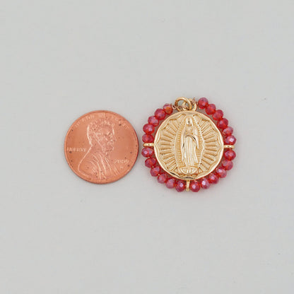 Gold Our Lady of Guadalupe Charms,18K Gold Filled crystal virgin mary Pendant Charm Bracelet Necklace for DIY Jewelry Making 