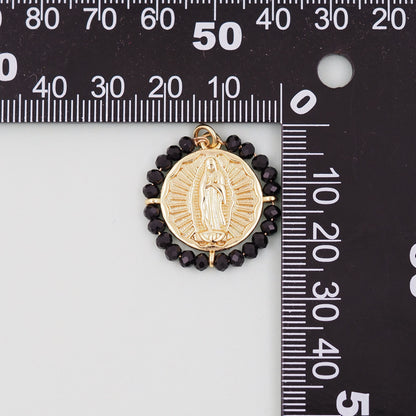 Gold Our Lady of Guadalupe Charms,18K Gold Filled crystal virgin mary Pendant Charm Bracelet Necklace for DIY Jewelry Making 