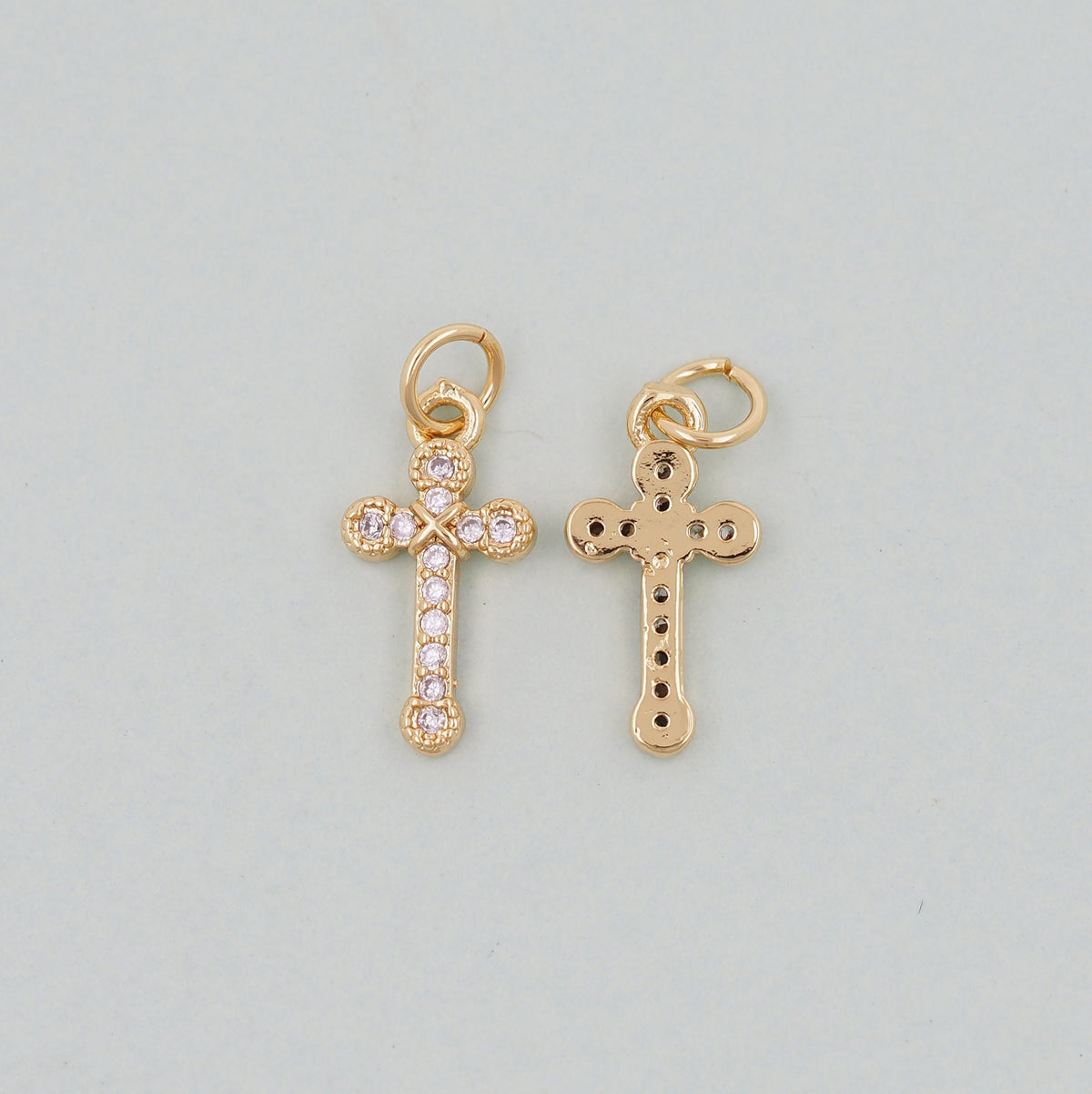 Gold Cross Charms,18K Gold Filled Cross Pendant,Silver Religious Charm Bracelet Necklace for DIY Jewelry Making Supply