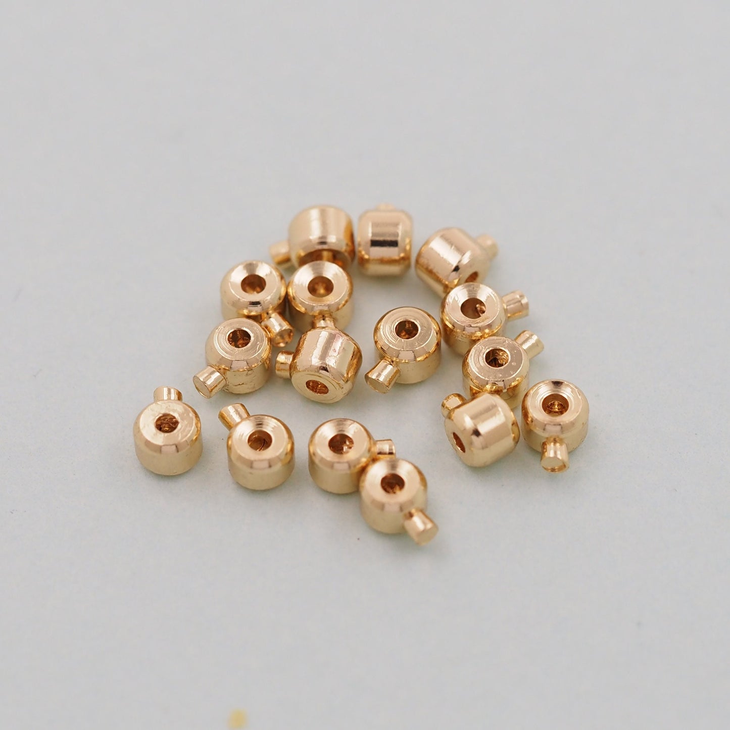 Gold Fixed positioning Beads Charms,18K Gold Filled buckle Clasps Beads Bracelet Necklace for DIY Jewelry Making Supply hole 1mm