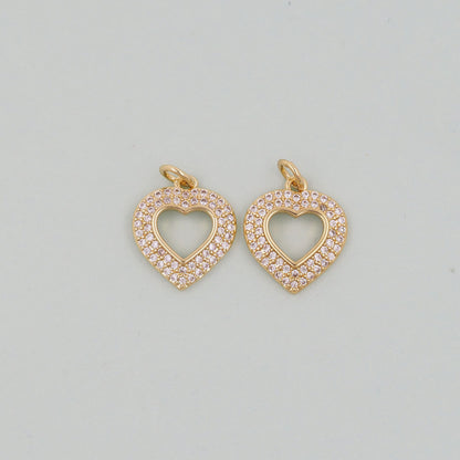 18K Gold Filled Heart Charm Pendant for Jewelry Making