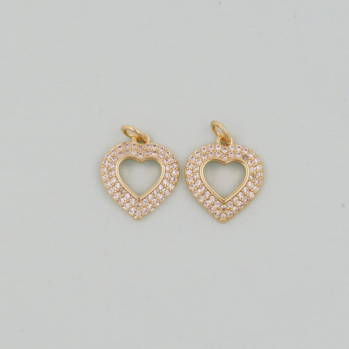 Gold Heart Charms,18K Gold Filled Heart Pendant,Heart Charm Bracelet Necklace for DIY Jewelry Making Supply