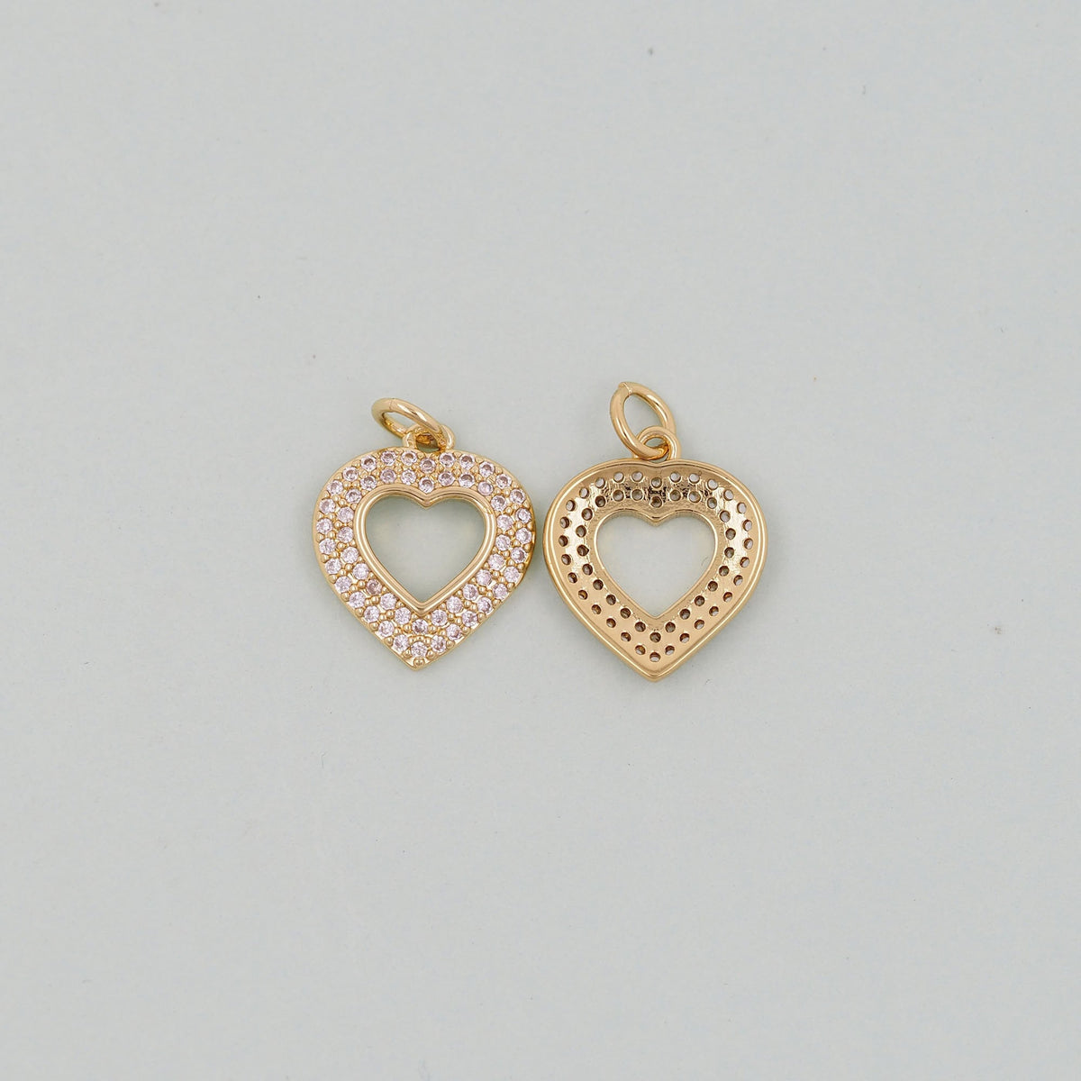 Gold Heart Charms,18K Gold Filled Heart Pendant,Heart Charm Bracelet Necklace for DIY Jewelry Making Supply