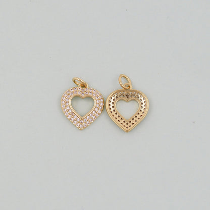 Gold Heart Charms,18K Gold Filled Heart Pendant,Heart Charm Bracelet Necklace for DIY Jewelry Making Supply
