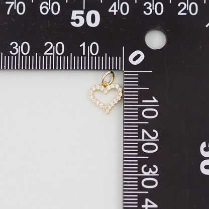Gold Heart Charms,18K Gold Filled Heart Pendant,Heart Charm Bracelet Necklace for DIY Jewelry Making Supply