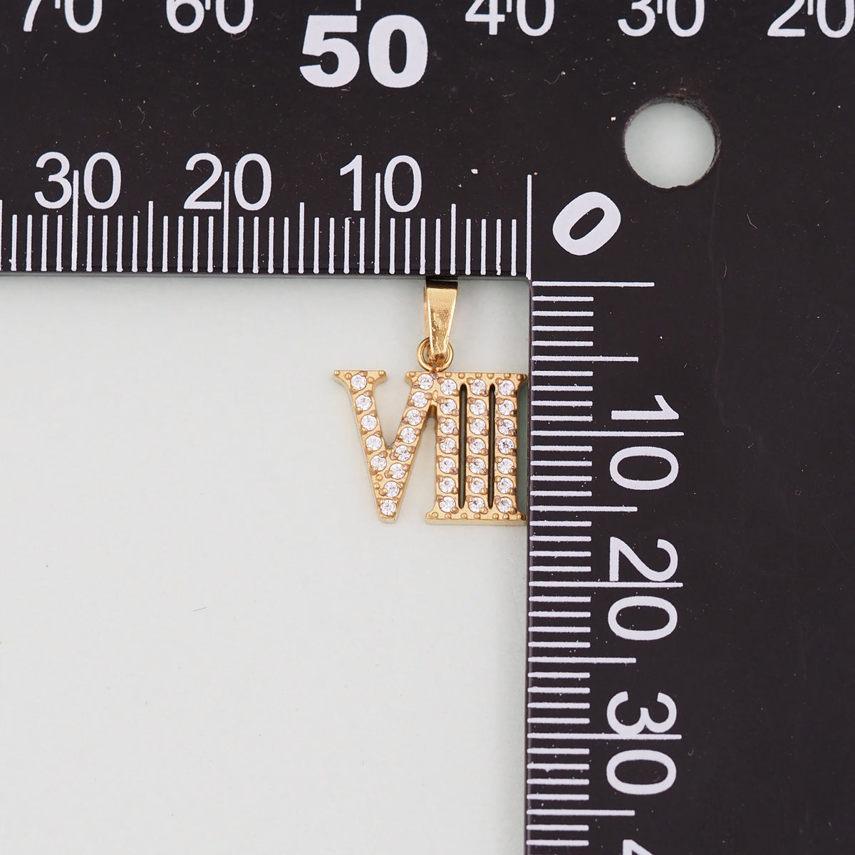 Gold Roman Charms,18K Gold Filled number Pendant,Stainless steel initial Charm Bracelet Necklace for DIY Jewelry Making Suppl