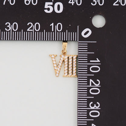 Gold Roman Charms,18K Gold Filled number Pendant,Stainless steel initial Charm Bracelet Necklace for DIY Jewelry Making Suppl