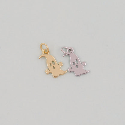 Gold ghost Charms,18K Gold Filled ghost Pendant Charm Bracelet Necklace for DIY Jewelry Making Supply