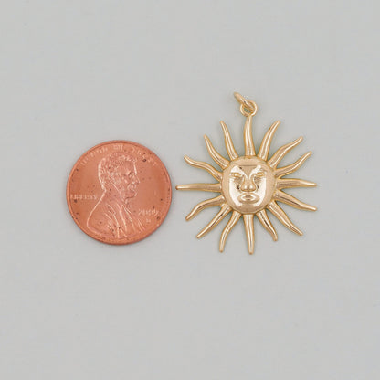 Gold CZ Sun Charms,18K Gold Filled Sun Pendant,Celestial Charm Bracelet Necklace for DIY Jewelry Making Supply