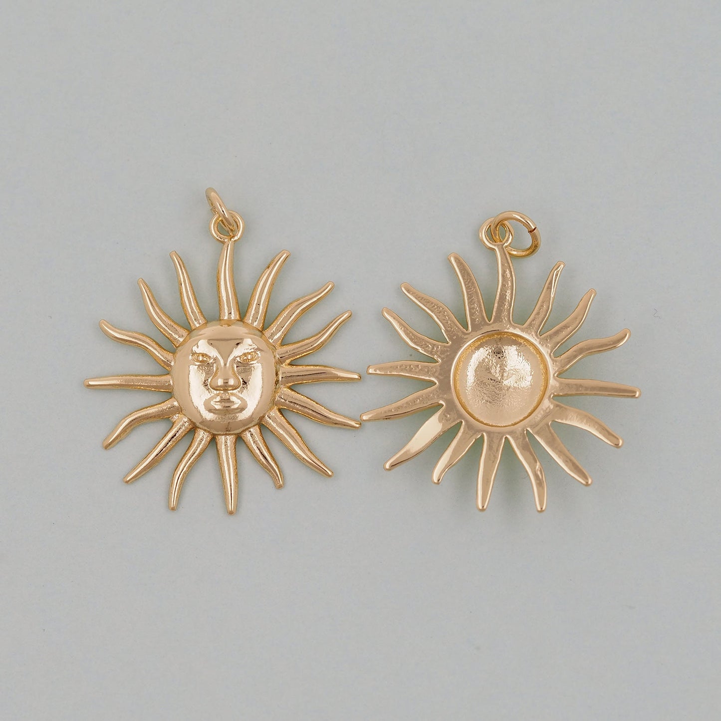 Gold CZ Sun Charms,18K Gold Filled Sun Pendant,Celestial Charm Bracelet Necklace for DIY Jewelry Making Supply