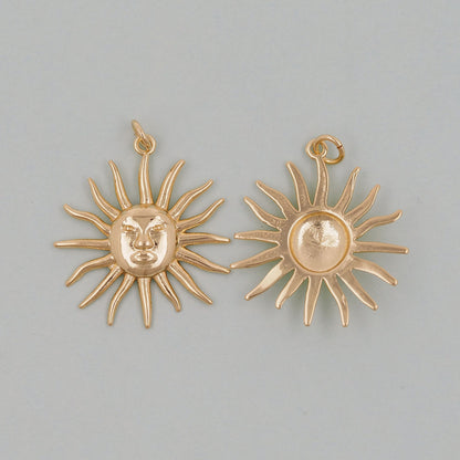 Gold CZ Sun Charms,18K Gold Filled Sun Pendant,Celestial Charm Bracelet Necklace for DIY Jewelry Making Supply