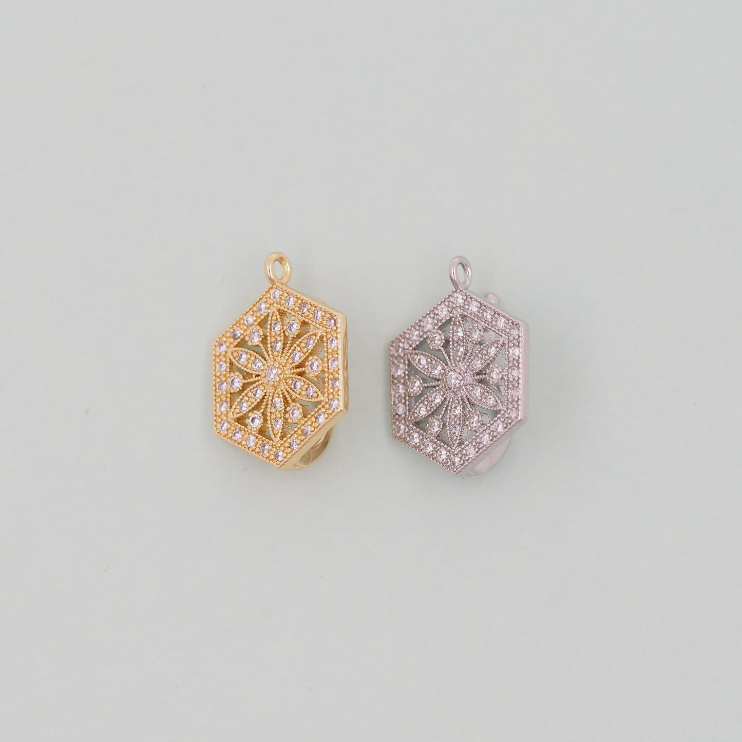 Gold Hexagon Charms,18K Gold Filled geometry Pendant Charm Bracelet Necklace for DIY Jewelry Making Supply