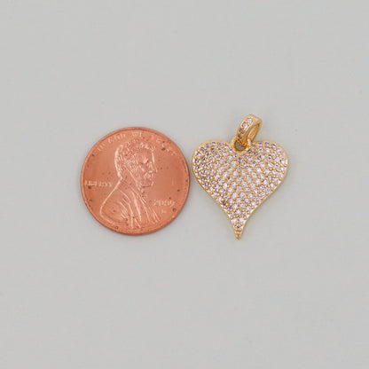 18K Gold Filled Heart Charm Pendant for Jewelry Making