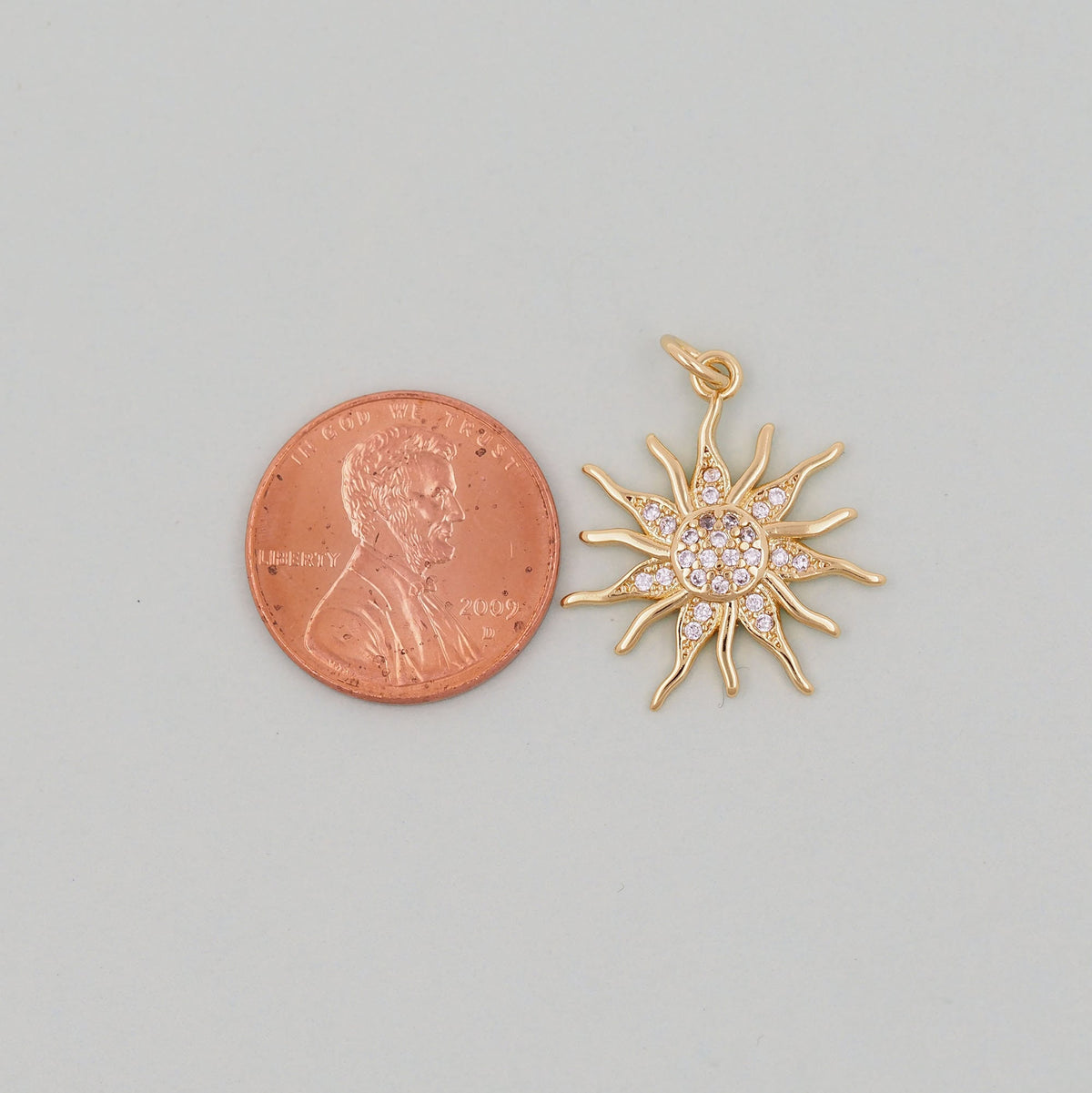 Gold CZ Sun Charms,18K Gold Filled Sun Pendant,Celestial Charm Bracelet Necklace for DIY Jewelry Making Supply