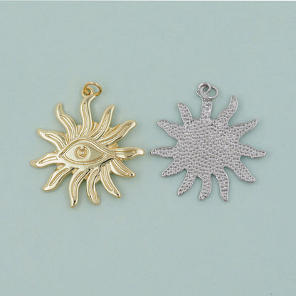 Gold Sun Charms,18K Gold Filled Sun Pendant,Celestial Charm Bracelet Necklace for DIY Jewelry Making Supply