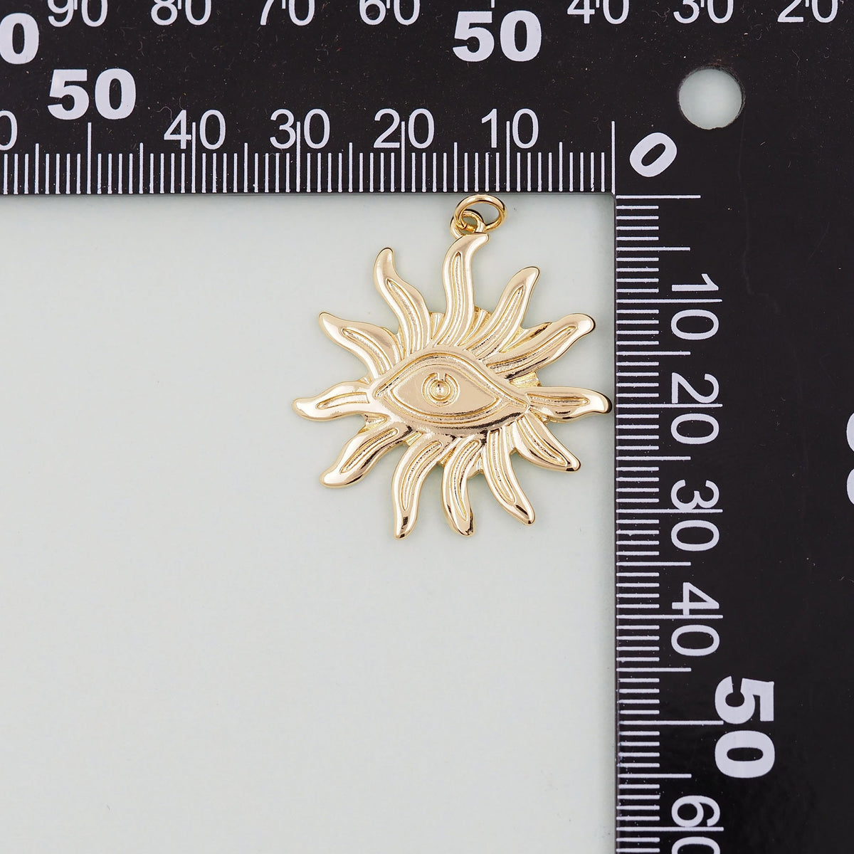 Gold Sun Charms,18K Gold Filled Sun Pendant,Celestial Charm Bracelet Necklace for DIY Jewelry Making Supply