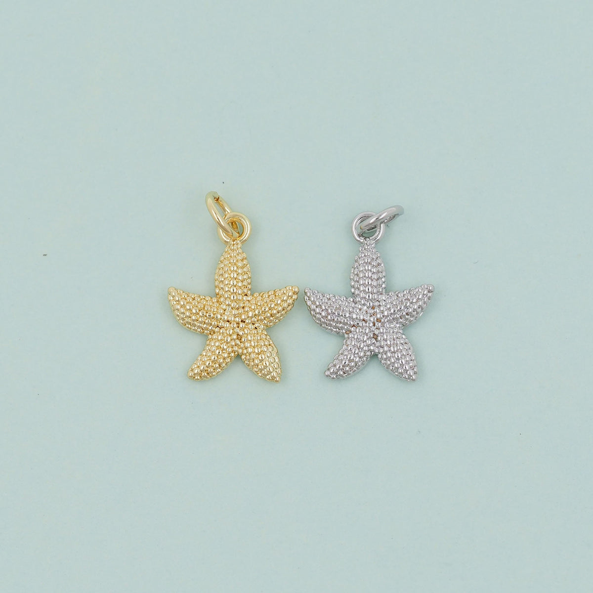 Gold Starfish Charms,18K Gold Filled Sea star Pendant,Starfish Charm Bracelet Necklace for DIY Jewelry Making Supply