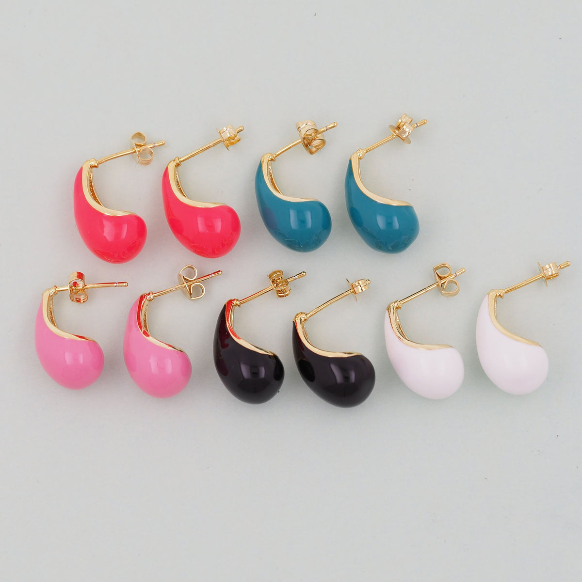 18K Gold Filled Enamel Teardrop Hoop Earrings for Jewelry Making