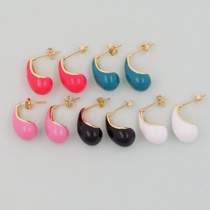 18K Gold Filled Enamel Teardrop Hoop Earrings for Jewelry Making