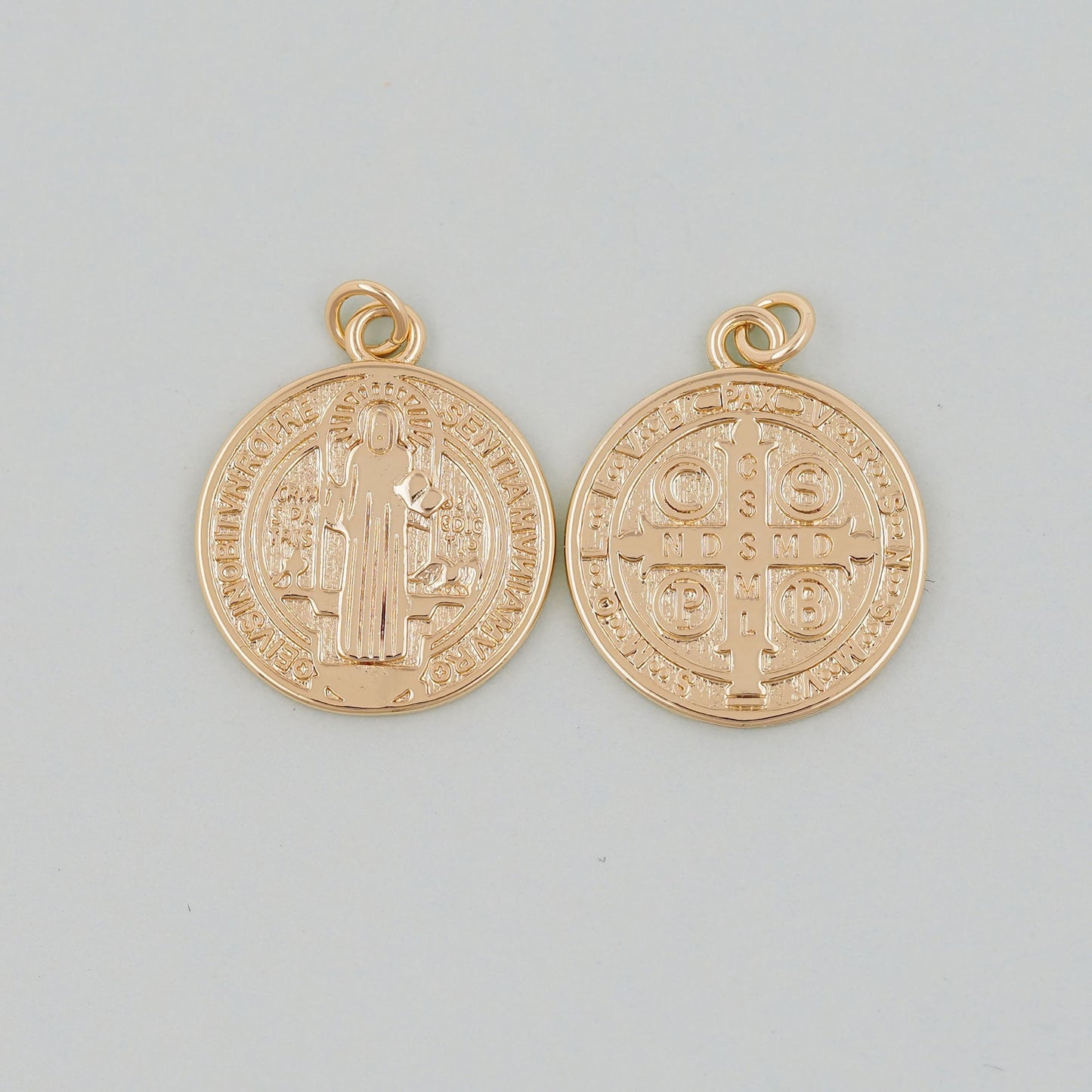 Gold Double sided Charms,18K Gold Filled Cross Pendant,Jesus Charm Bracelet Necklace for DIY Jewelry Making Supply