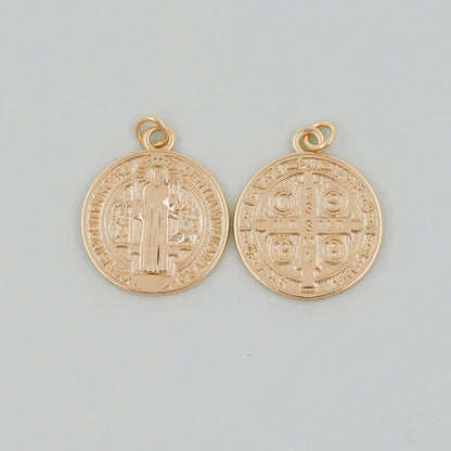 Gold Double sided Charms,18K Gold Filled Cross Pendant,Jesus Charm Bracelet Necklace for DIY Jewelry Making Supply