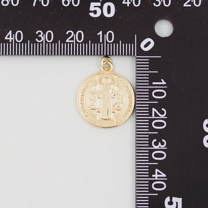 Gold Double sided Charms,18K Gold Filled Cross Pendant,Jesus Charm Bracelet Necklace for DIY Jewelry Making Supply