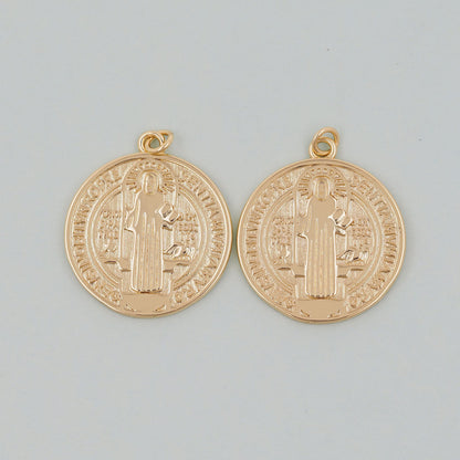 Gold Double sided Charms,18K Gold Filled Cross Pendant,Jesus Charm Bracelet Necklace for DIY Jewelry Making Supply