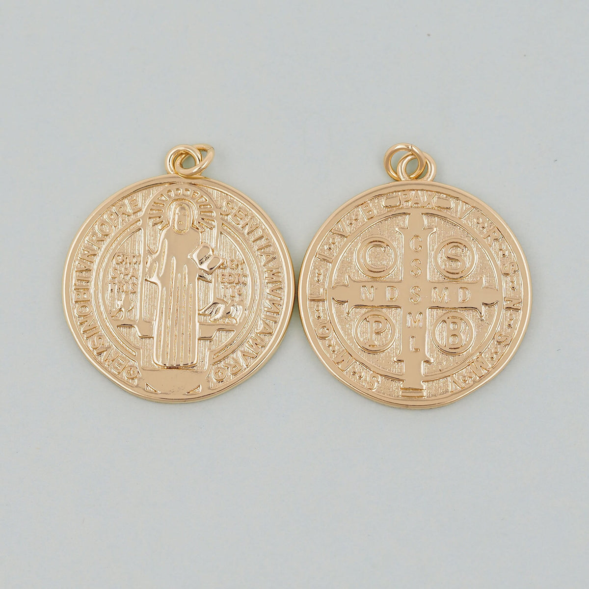 Gold Double sided Charms,18K Gold Filled Cross Pendant,Jesus Charm Bracelet Necklace for DIY Jewelry Making Supply