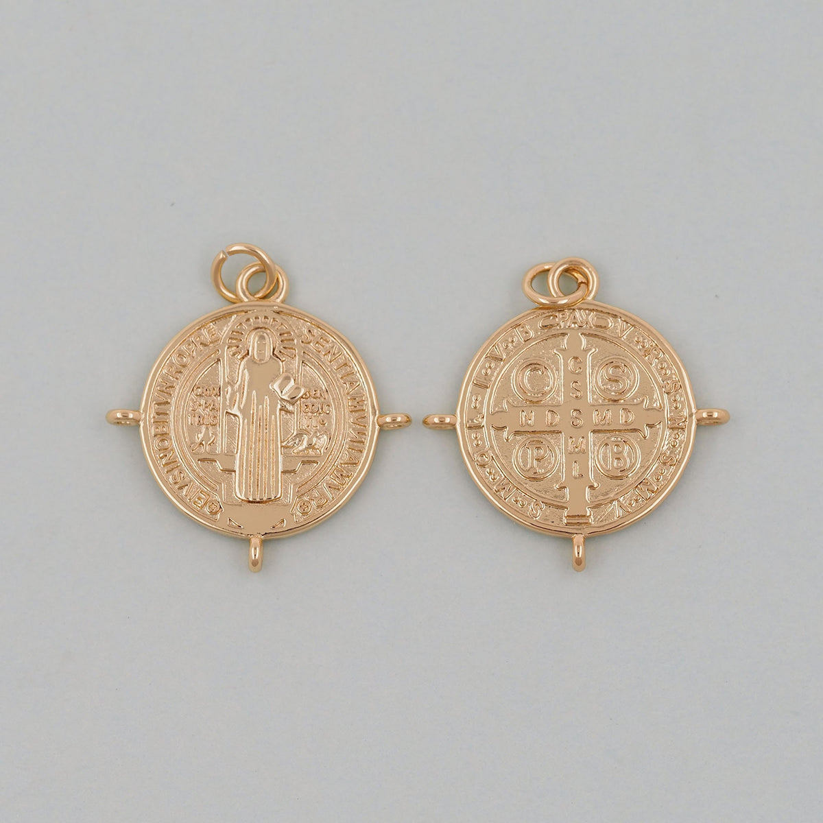 Gold Double sided Charms,18K Gold Filled Cross Pendant,Jesus Charm Bracelet Necklace for DIY Jewelry Making Supply