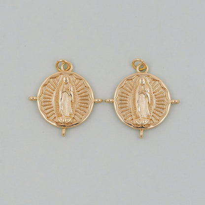 Gold Our Lady of Guadalupe Charms,18K Gold Filled virgin mary Pendant Charm Bracelet Necklace for DIY Jewelry Making Supply