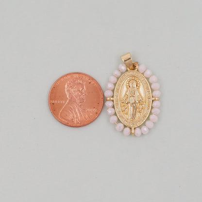 Gold Our Lady of Guadalupe Charms,18K Gold Filled crystal virgin mary Pendant Charm Bracelet Necklace for DIY Jewelry Making 