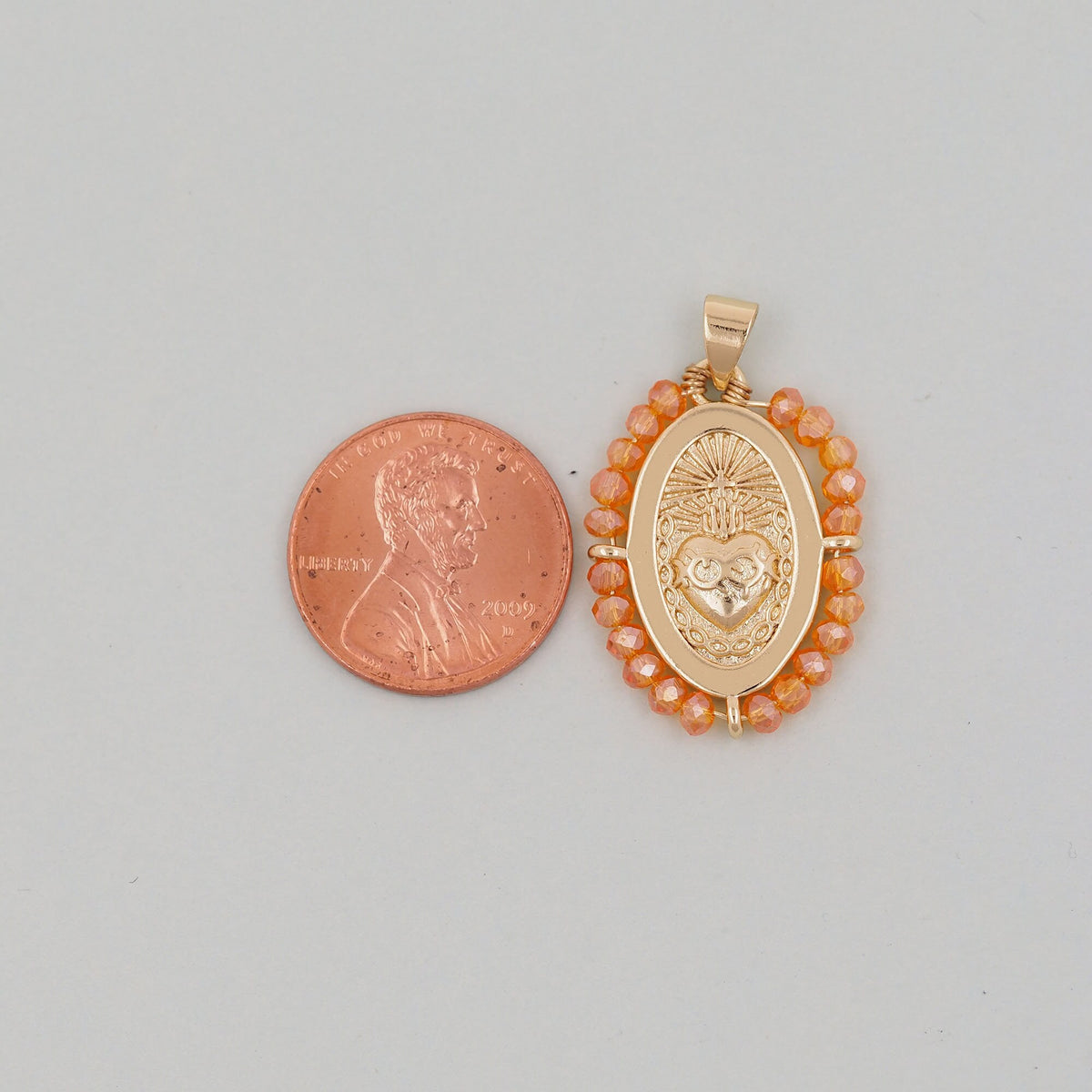 18K Gold Filled Sacred Heart Charm Pendant for Jewelry Making